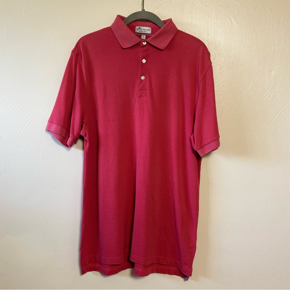 Peter Millar Men’s Shirt Crown Soft Polo Short Sleeve Pima Cotton Pink M HOLE